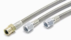 Picture of McLeod 139009-11 Stainless Steel Braided Hydraulic Clutch Line -4 AN Female 11 in. with Bleeder Screw