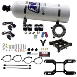 Picture of Nitrous Express 66042-15 4150 Dual Stage Billet Crossbar Plate System with 15lb Bottle