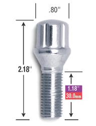Picture of Gorilla Automotive 17019SD Small Diameter Spline Drive Lug Bolt 14mm x 1.50 Chrome 30mm