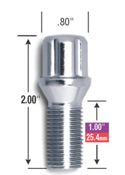 Picture of Gorilla Automotive 17018SD Small Diameter Spline Drive Lug Bolt 14x1.5mm Chrome 27mm