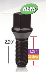 Picture of Gorilla Automotive 17020BC Conical Seat Lug Bolt 14mm x 1.50 Thread 17mm Hex Black