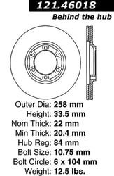 Centric 121.46018 C-Tek Vented Front Brake Disc Rotor — image 2