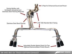 Picture of AWE Tuning 3020-42020 Track Edition Cat-Back Exhaust System for Audi B8 S4 3.0T - Chrome Silver 90mm Tips