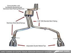 Picture of AWE Tuning 3020-42014 Track Edition Cat-Back Exhaust System Chrome Silver Tips