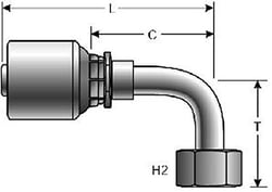 Picture of Gates G25179-1216 MegaCrimp Hydraulic Hose Fitting 3/4" ID Female JIC 37° Flare Swivel 90° Elbow