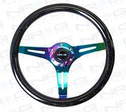 Picture of NRG Innovations ST-015MC-BSB Classic Wood Grain Steering Wheel with Neochrome Spokes
