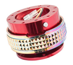 Picture of NRG Innovations SRK-210RD/MC Gen 2.1 Steering Wheel Quick Release Red Body Neo Chrome Pyramid Ring