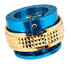 Picture of NRG Innovations SRK-210BL/CG Quick Release Steering Wheel Hub - Blue Body with Chrome Gold Pyramid