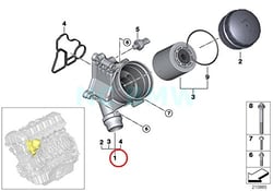 Picture of Genuine BMW 11-42-8-642-283 Oil Filter Housing Assembly with Filter and Gaskets