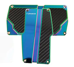 Picture of NRG Innovations PDL-150MC Automatic Transmission Aluminum Sport Pedal Pad Set Neo Chrome with Black Carbon