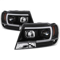 Picture of Spyder 5085221 Projector Headlights with LED Light Bar DRL Black