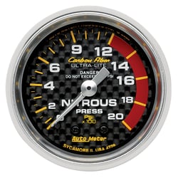 Picture of AutoMeter 4728 Carbon Fiber Nitrous Pressure Gauge 2-1/16" 0-1600 PSI Mechanical