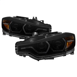 Picture of Spyder 5085047 LED DRL Projector Headlights - Black Smoke