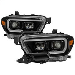 Picture of Spyder 9039256 DRL Light Bar Projector Headlights with Sequential Turn Signal - Black