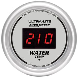 Picture of AutoMeter 6537 Digital Water Temperature Gauge 2-1/16" 0-340°F Silver Red LED