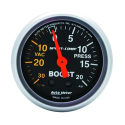 Picture of AutoMeter 3301 Sport-Comp 2-1/16" Mechanical Boost/Vacuum Gauge 30inHg-20PSI
