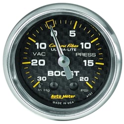 Picture of AutoMeter 4701 Carbon Fiber Boost/Vacuum Gauge 2-1/16" 30inHg-20PSI Mechanical