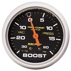 Picture of AutoMeter 5401 Pro-Comp Vacuum/Boost Gauge 2-5/8" 30inHg-20PSI Liquid Filled Mechanical