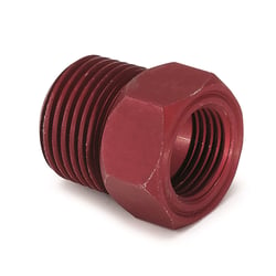 Picture of AutoMeter 2273 Gauge Adapter Fitting 5/8-18 UNF to 1/2 NPT Aluminum Red