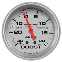 Picture of AutoMeter 4401 Ultra-Lite 2-5/8" Mechanical Boost/Vacuum Gauge 30inHg-20PSI