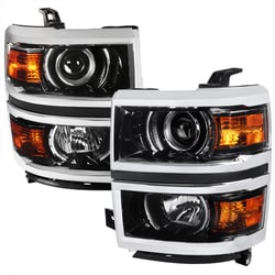 Picture of Spec-D 2LHP-SIV14BK-C-GO Polished Black Projector Headlights for Chevy Silverado 1500