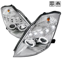 Picture of Spec-D 2LHP-350Z03-TM Chrome Halo Projector Headlights for 2003-2005 Nissan 350Z