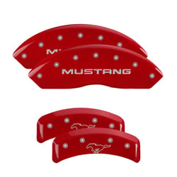 Picture of MGP Caliper Covers 10095SMPYRD Mustang/Pony Logo Red Powder Coated Brake Caliper Cover Set