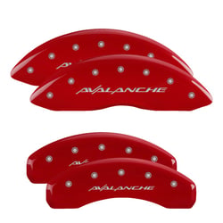 Picture of MGP Caliper Covers 14048SAVLRD Red Powder Coated Brake Caliper Covers with Avalanche Engraving