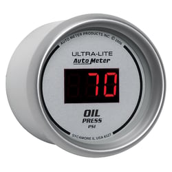Picture of AutoMeter 6527 Digital Oil Pressure Gauge 2-1/16" 0-100 PSI Silver Dial Red LED