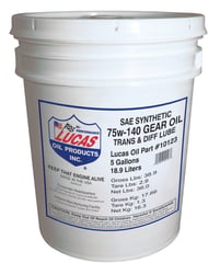 Picture of Lucas Oil 10123 Synthetic SAE 75W-140 Gear Oil 5 Gallon Pail