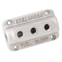 Picture of Edelbrock 1285 Triple Outlet Fuel Block Kit Cast Aluminum