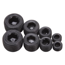 Picture of Edelbrock 8051 Socket Head Pipe Plug Kit - Black Finish 1/8" 1/4" 3/8" 1/2" NPT (8-Pack)