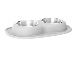 Picture of WeatherTech DL3203LG Double Low Pet Feeding System with 32 oz Stainless Steel Bowls, Light Grey