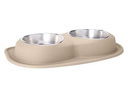 Picture of WeatherTech DL9603TN Double Low Pet Feeding System 96 oz Stainless Steel Bowls Tan