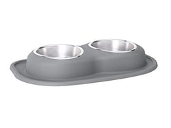 Picture of WeatherTech DL3203DG Double Low Pet Feeding System 32 oz Stainless Steel Dark Grey