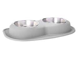 Picture of WeatherTech DL9603LG Double Low Pet Feeding System 96 oz Stainless Steel Bowls Light Grey