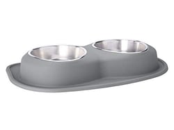 Picture of WeatherTech DL9603DG Double Low Pet Feeding System 96 Oz Stainless Steel Bowls Dark Grey