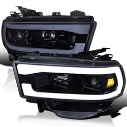 Picture of Spec-D 2LHP-RAM1925G-TM Projector LED Headlights Glossy Black Housing Smoke Lens