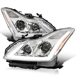 Picture of Spec-D 2LHP-G37082-SQ-RS Chrome Projector Headlights with LED Sequential Turn Signals for Infiniti G37 Q60