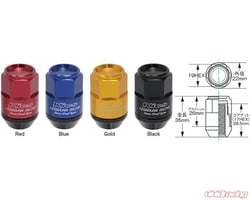 Picture of Project Kics WCL3513R Leggdura Racing Shell Type Lug Nut Set 35mm 12x1.25 Red