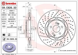 Picture of Brembo 09.C826.33 Dual Cast UV Coated Vented Brake Rotor