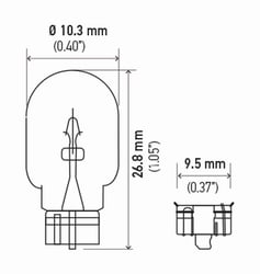 Picture of Hella 158TB Miniature Incandescent Light Bulb 12V 3W Twin Pack