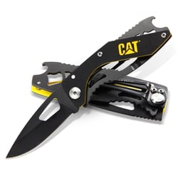 Picture of Eastwood Company 60917 CAT 6-1/4 in. Folding Skeleton Knife with Bottle Opener Black Blade