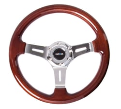 Picture of NRG Innovations ST-015-1CH 330mm Wood Grain Steering Wheel with Chrome Spokes