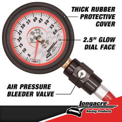Picture of Longacre Racing Products 52-52003 Tire Pressure Gauge 0-60 PSI 2.5 Inch Glow-in-Dark