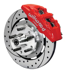 Picture of Wilwood 140-10510-DR DP6 Front Brake Kit 12.19" Drilled Rotors Red Calipers
