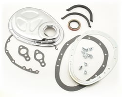 Picture of Mr. Gasket 1099 Chrome 2-Piece Quick Change Timing Cover Small Block Chevy