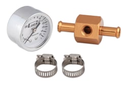 Picture of Mr. Gasket 1560 Inline Fuel Block with 0-15 PSI Pressure Gauge