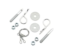 Picture of Mr. Gasket 1619 Chrome Hood Pin Kit with Safety Clips and Cable Lanyards