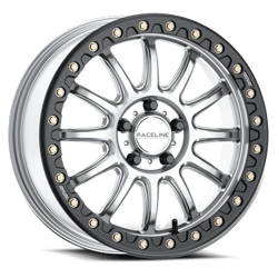 Picture of Raceline Wheels A14SB-51037+10 Alpha Beadlock Wheel 15x10 Silver Black